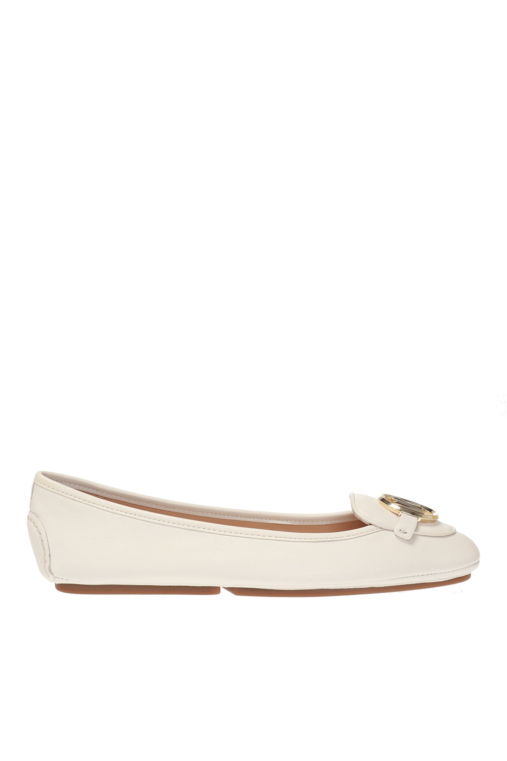 Beige 'Lillie' ballet flats with metal logo Michael Michael Kors